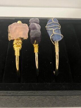 Gold, Natural Wire Wrapped Stone Cuff Bracelet's - Choose Your Crystal, NNW